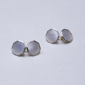Vintage Platinum and 18ct Gold Cufflinks with Mother of Pearl