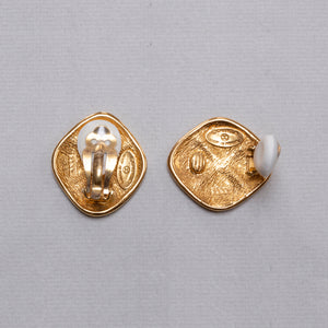 Vintage Gold Rhombus Clip-on Earrings