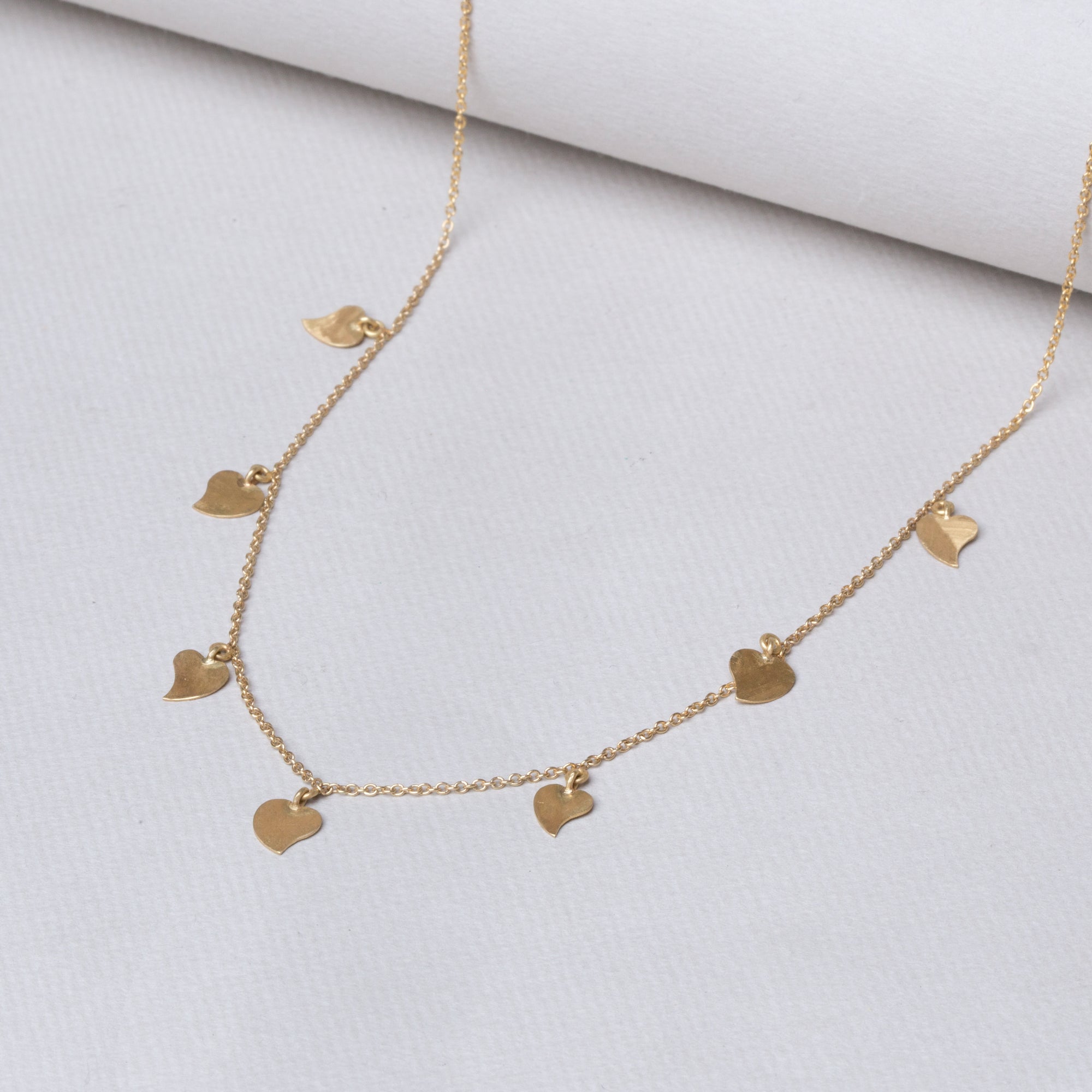 Gold Garland Necklace with Hearts