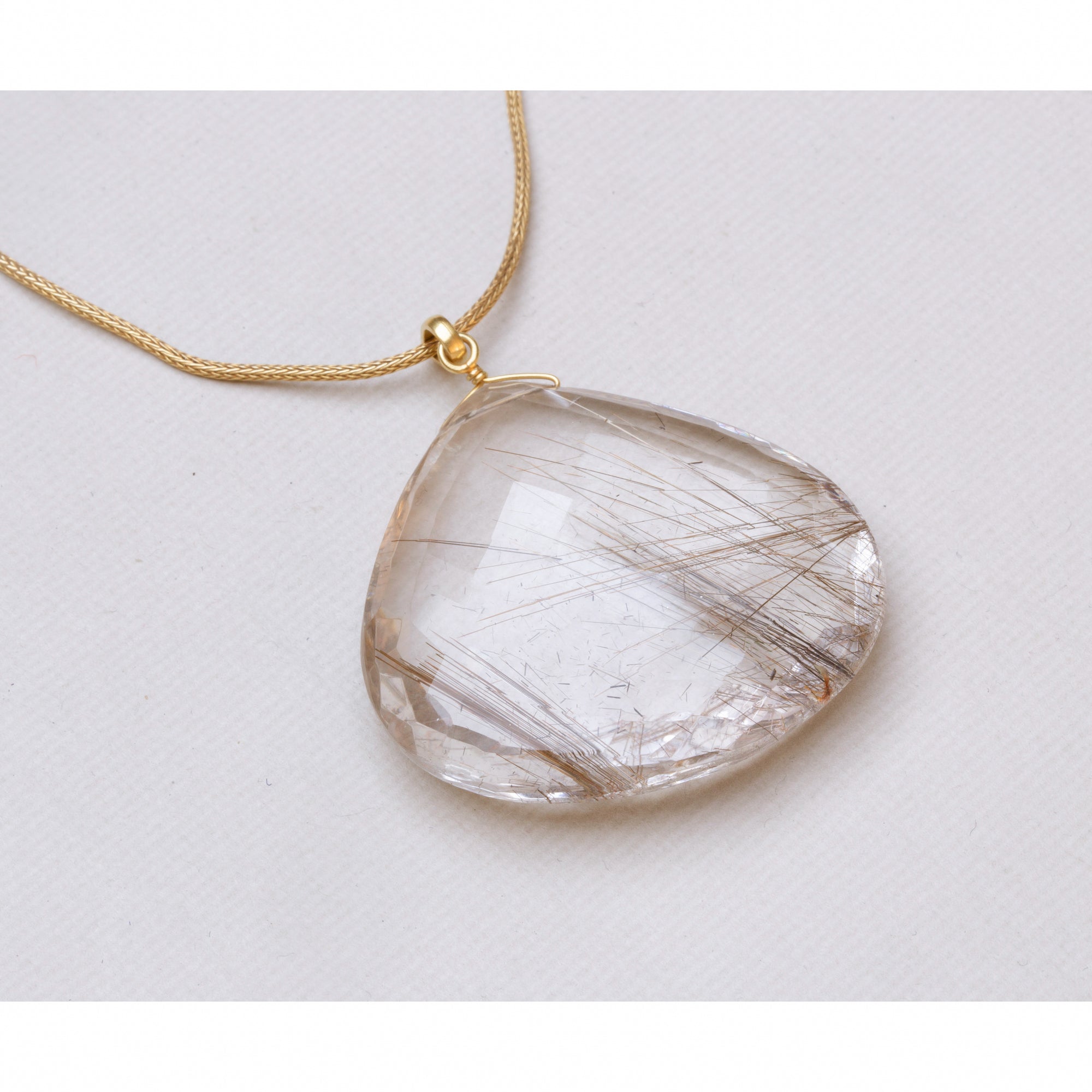 9ct Gold Chain Necklace with Rutilated Quartz