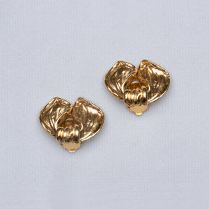 Vintage Gold Ribbon Clip-on Earrings by Patricia De Lorme