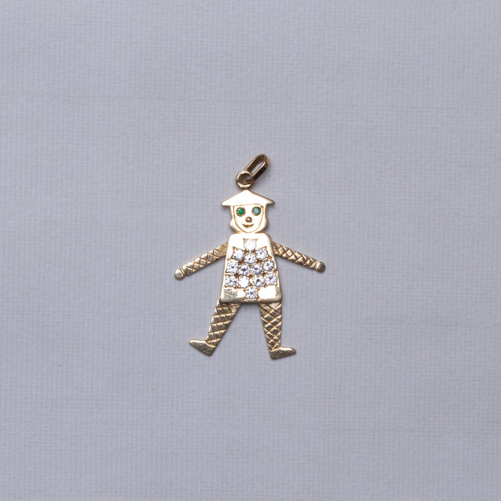 Vintage Diamond Studded Moving Charm with Emerald Eyes