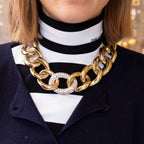 Vintage Givenchy Gold Chain Necklace with Rhinestones