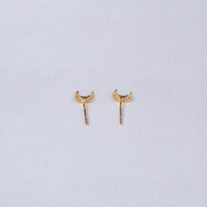 Pave Crescent Moon Stud Earrings