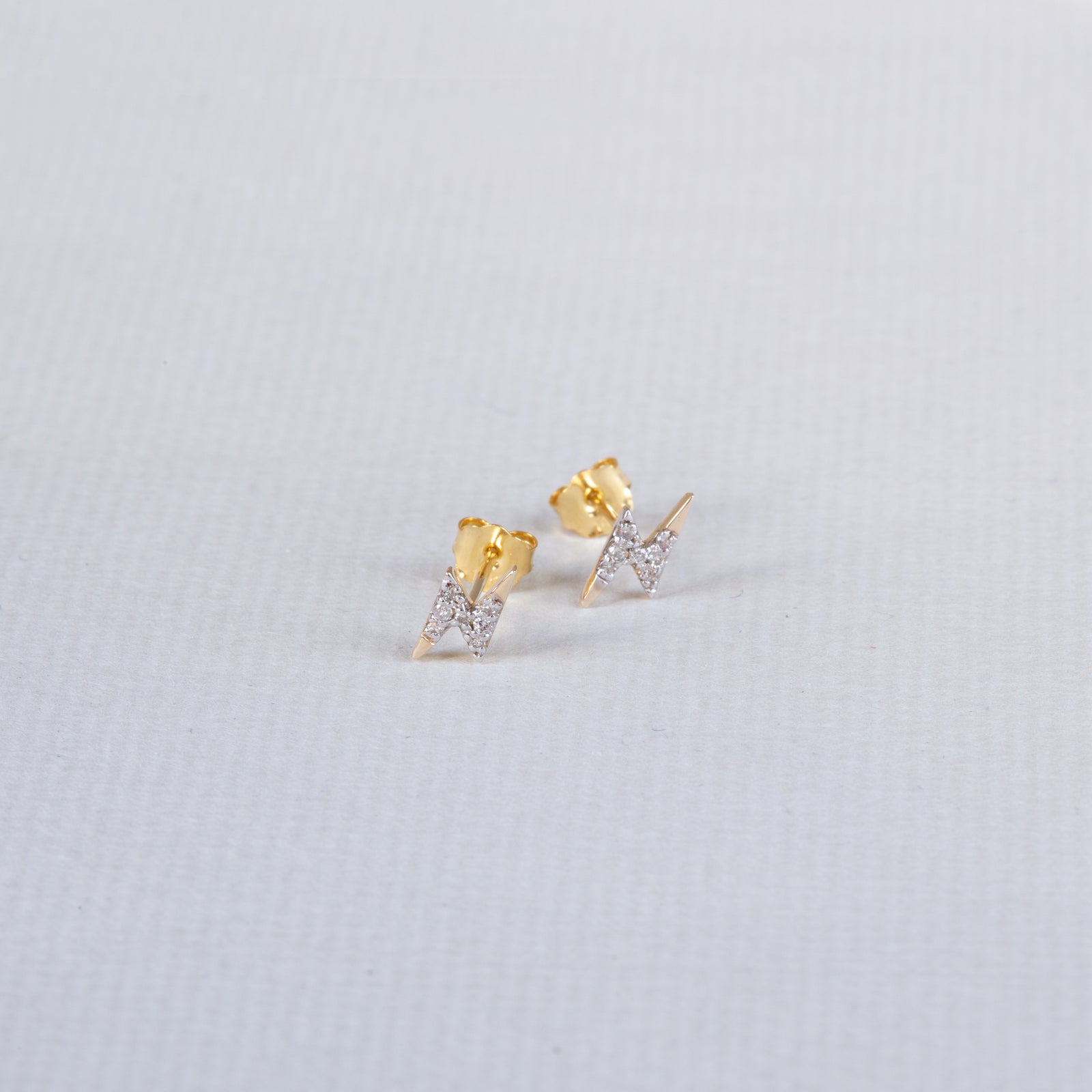 Lightning Bolt Stud Earrings with Diamond