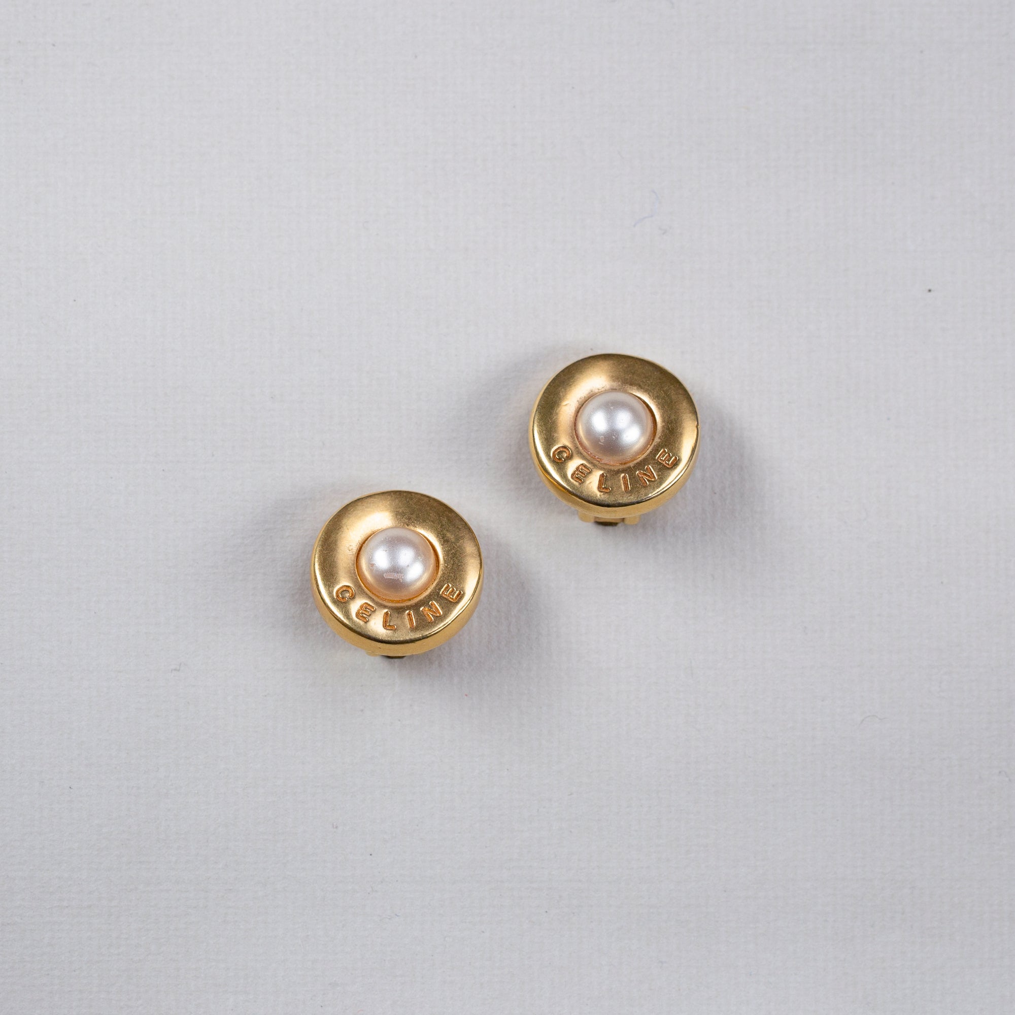 Vintage Celine Clip-on Earrings with Pearls