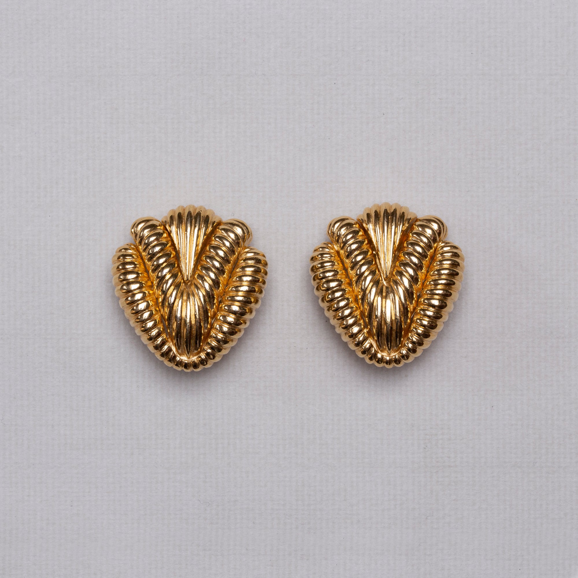 Vintage Textured Gold Clip-on Earrings