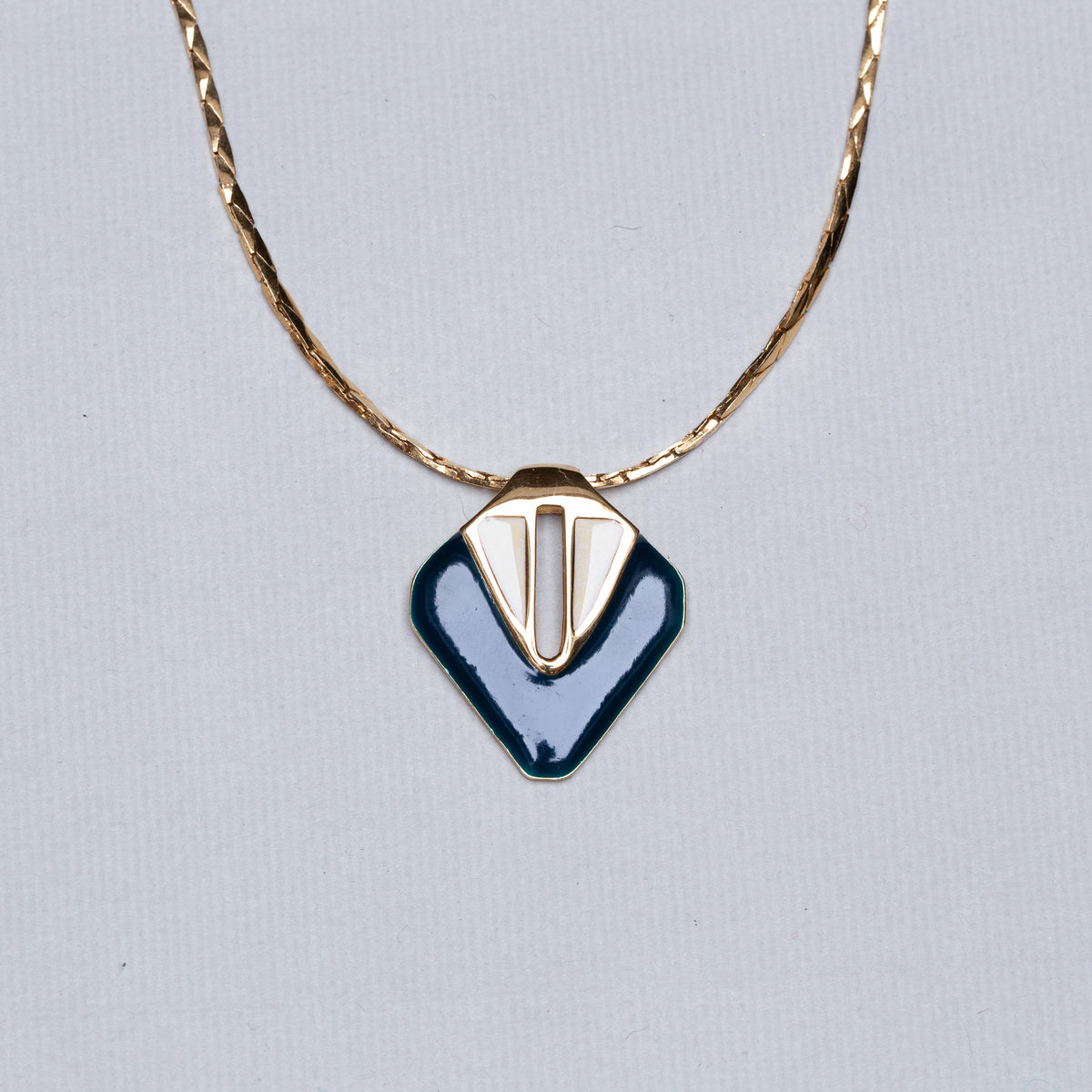 Vintage Gold Rhombus Enamel Necklace