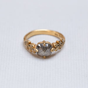 Gold Leaf Ring with Rustic Diamond