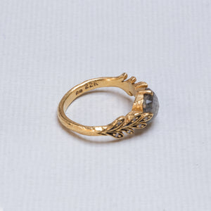 Gold Leaf Ring with Rustic Diamond