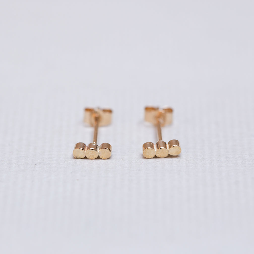 9ct Gold Three Dots Stud Earrings