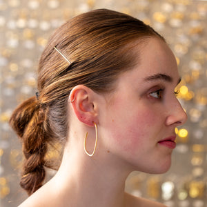 Gold Thin Flat Stud Earrings