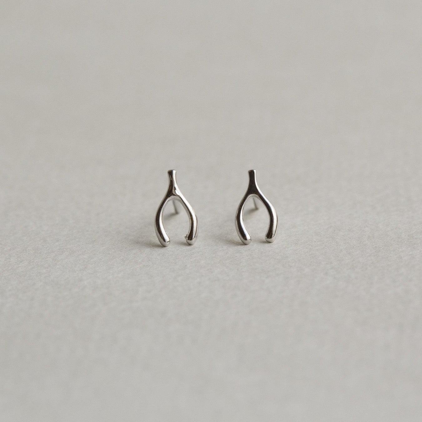 Silver Wishbone Stud Earrings