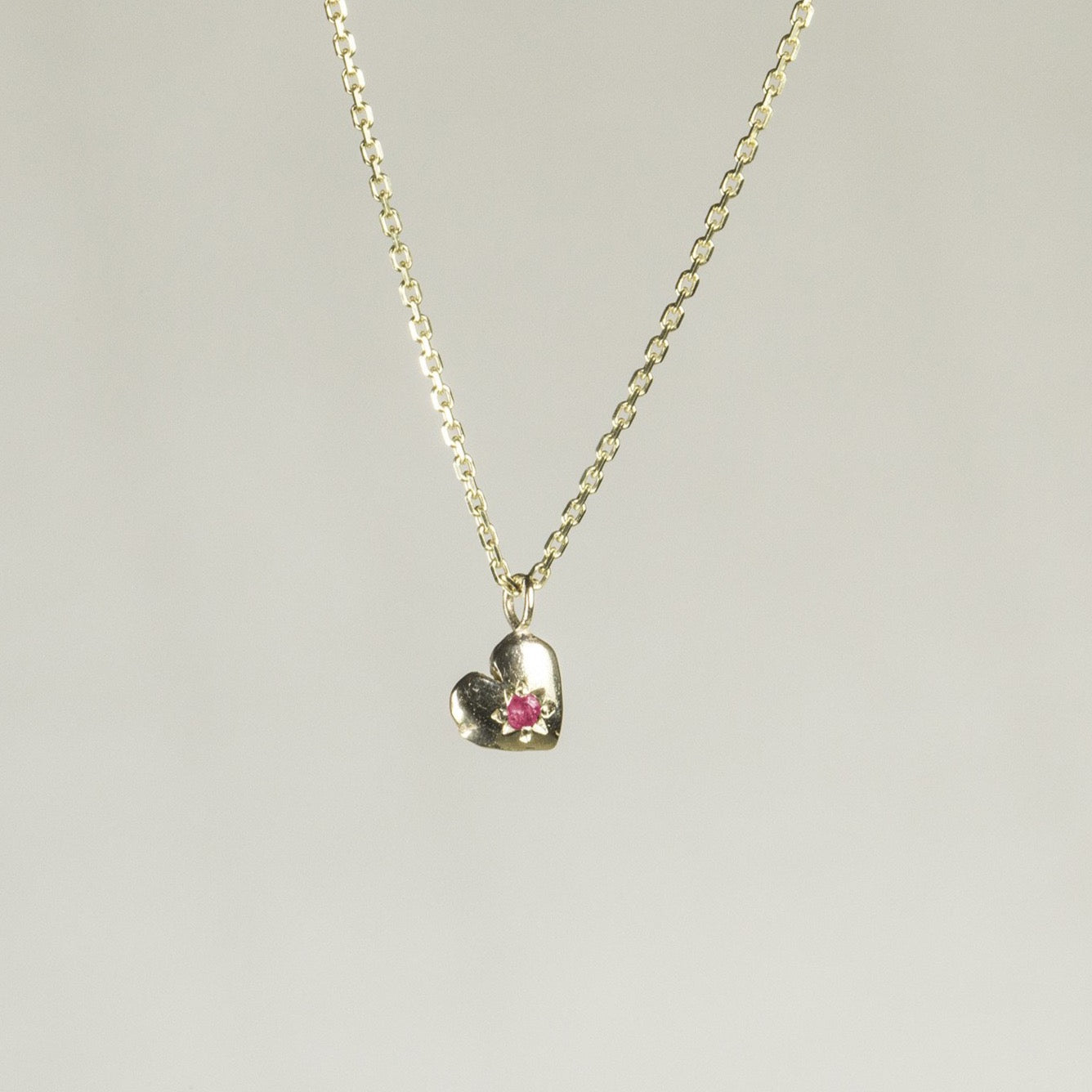 Tiny Heart Necklace with Ruby