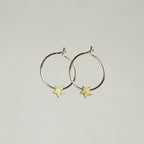 Gold plated star bead hoop earrings