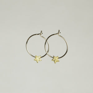 Gold plated star bead hoop earrings