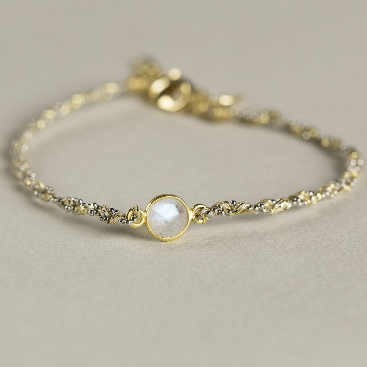 a moonstone version of the textile bracelets
