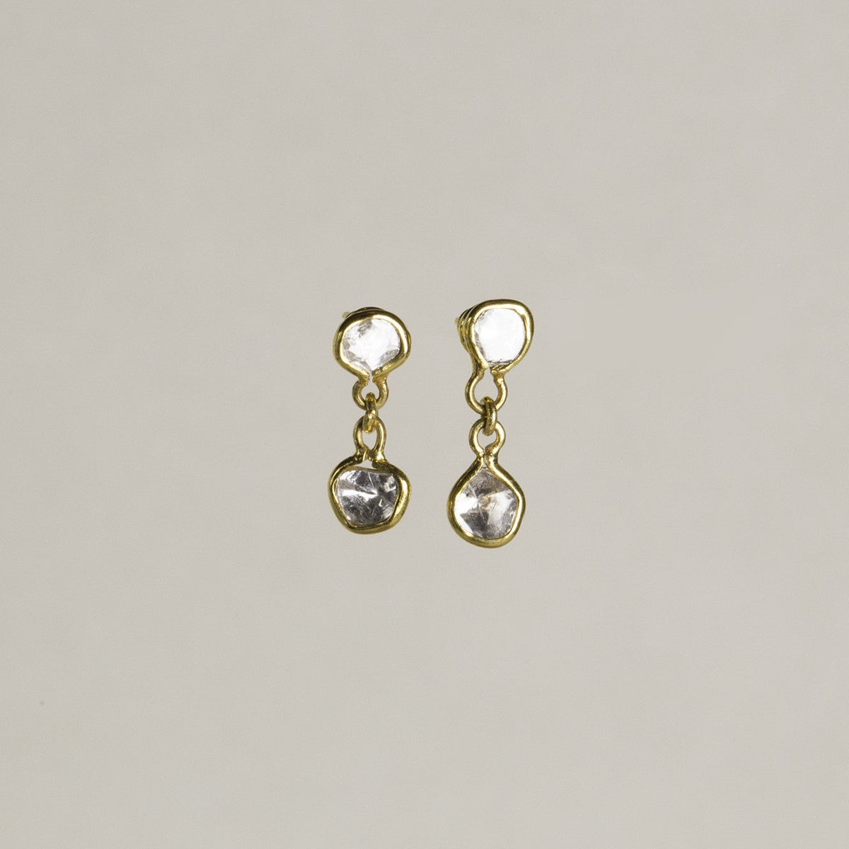 outstanding double diamond slices earrings - each earring will slightly vary from another as they are made by hand