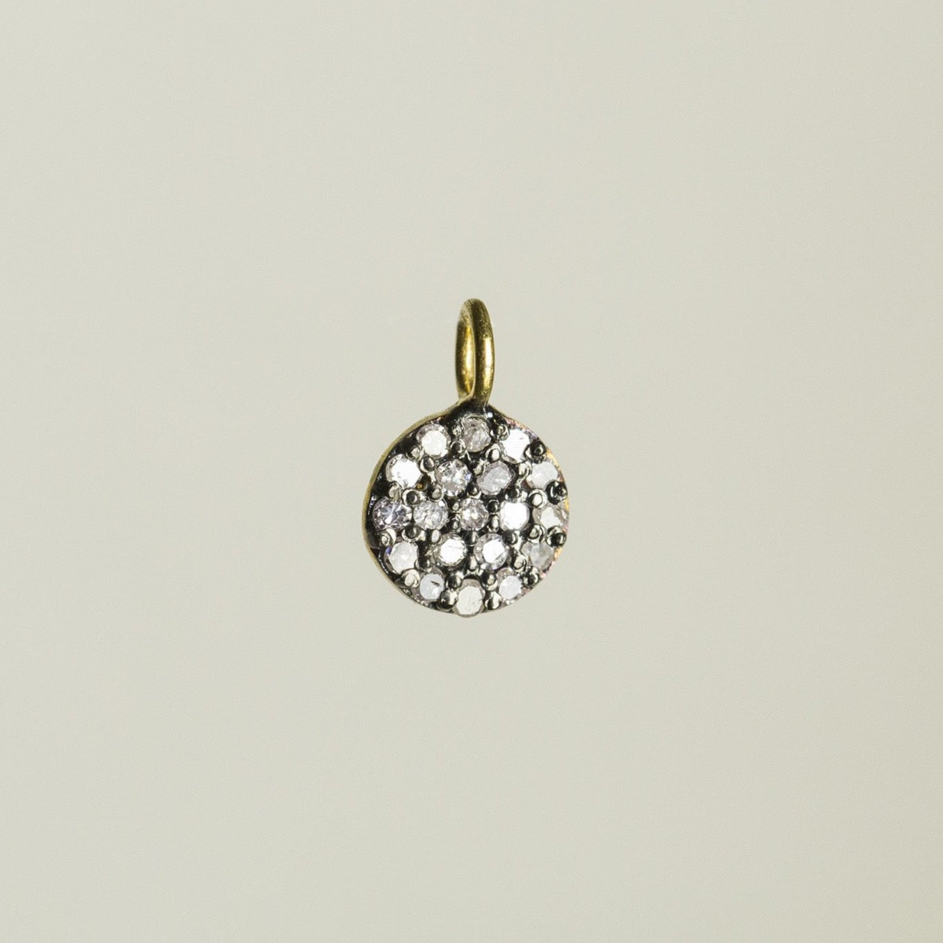 super sparkly diamonds set in oxidised silver - the beautiful small disc pendant