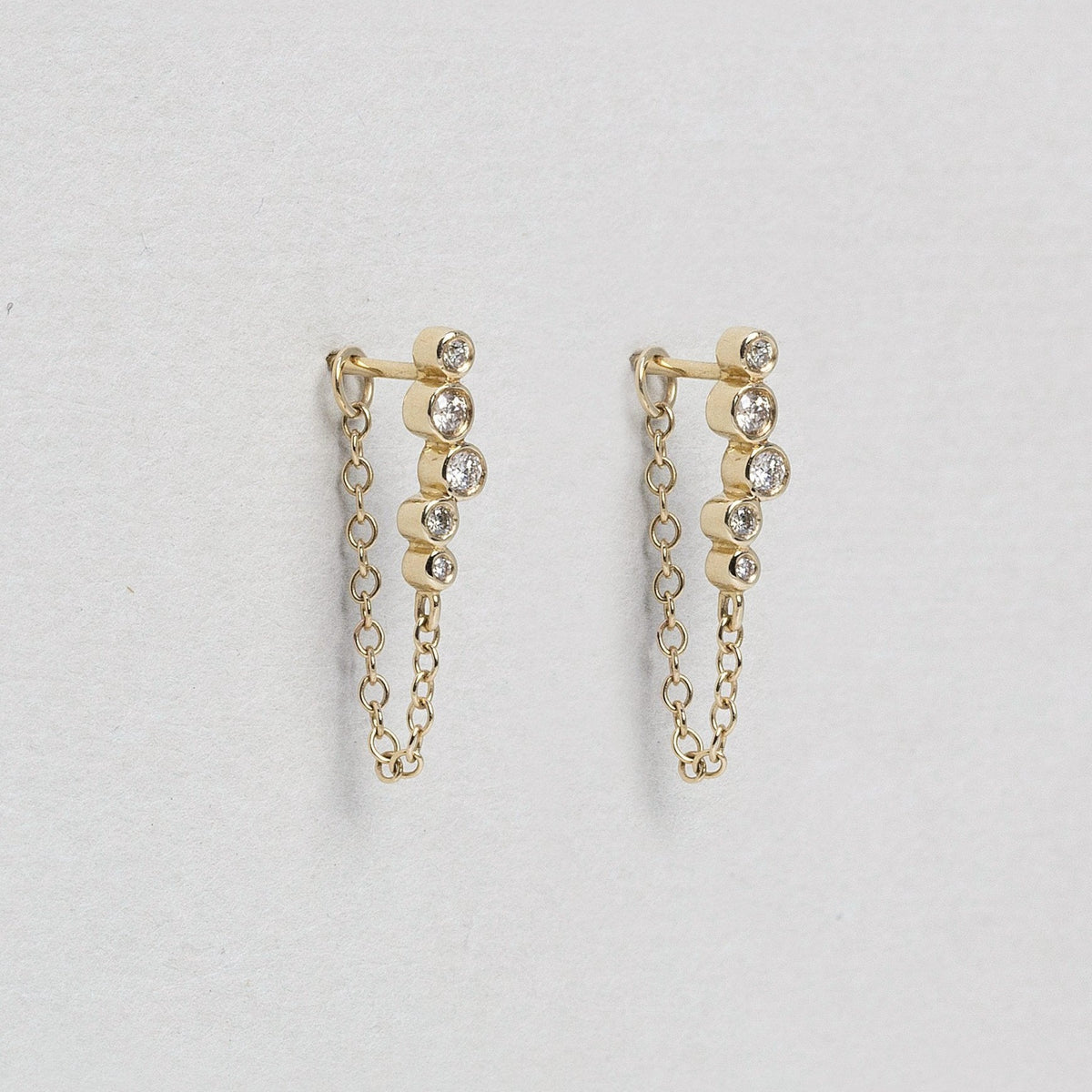 Constellation Gold Chain Diamond Stud Earrings