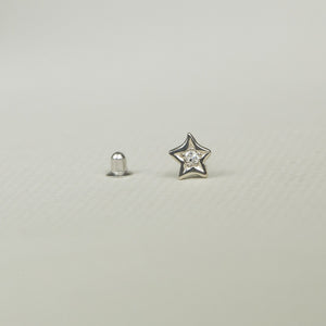 Diamond Star Cartilage Earring in White Gold