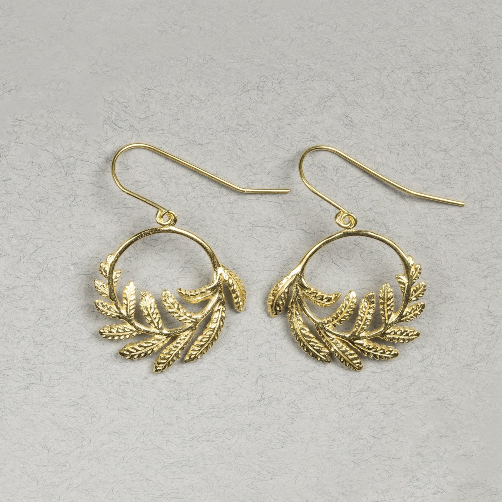 Catherine Zoraida gold fern hoop earrings