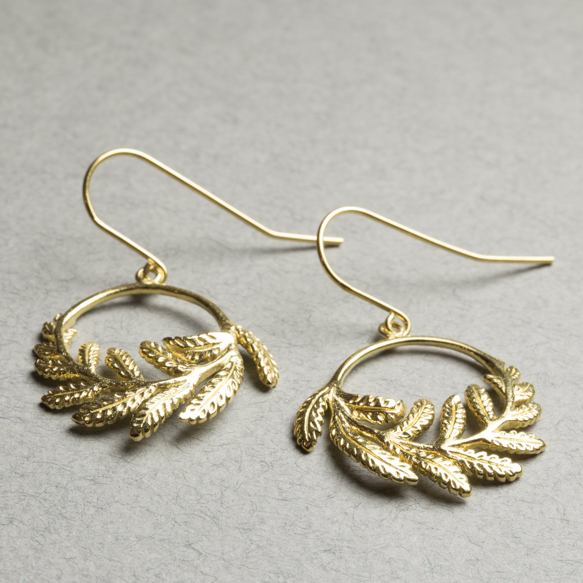 Catherine Zoraida gold fern hoop earrings