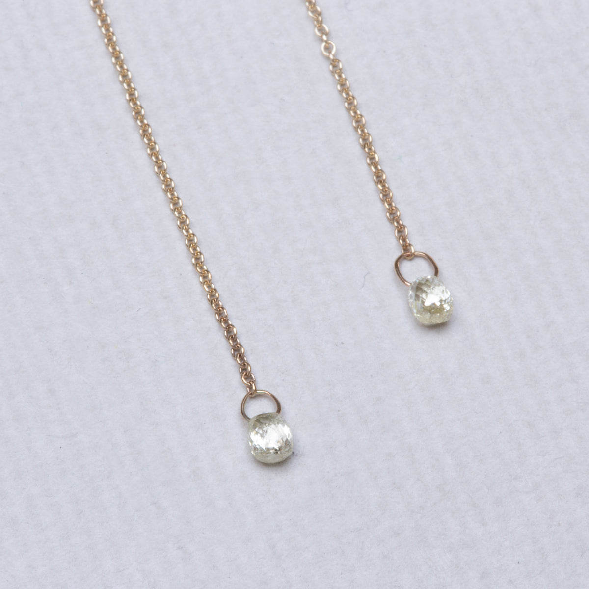 Gold Chain Drop Stud Earrings with Diamonds