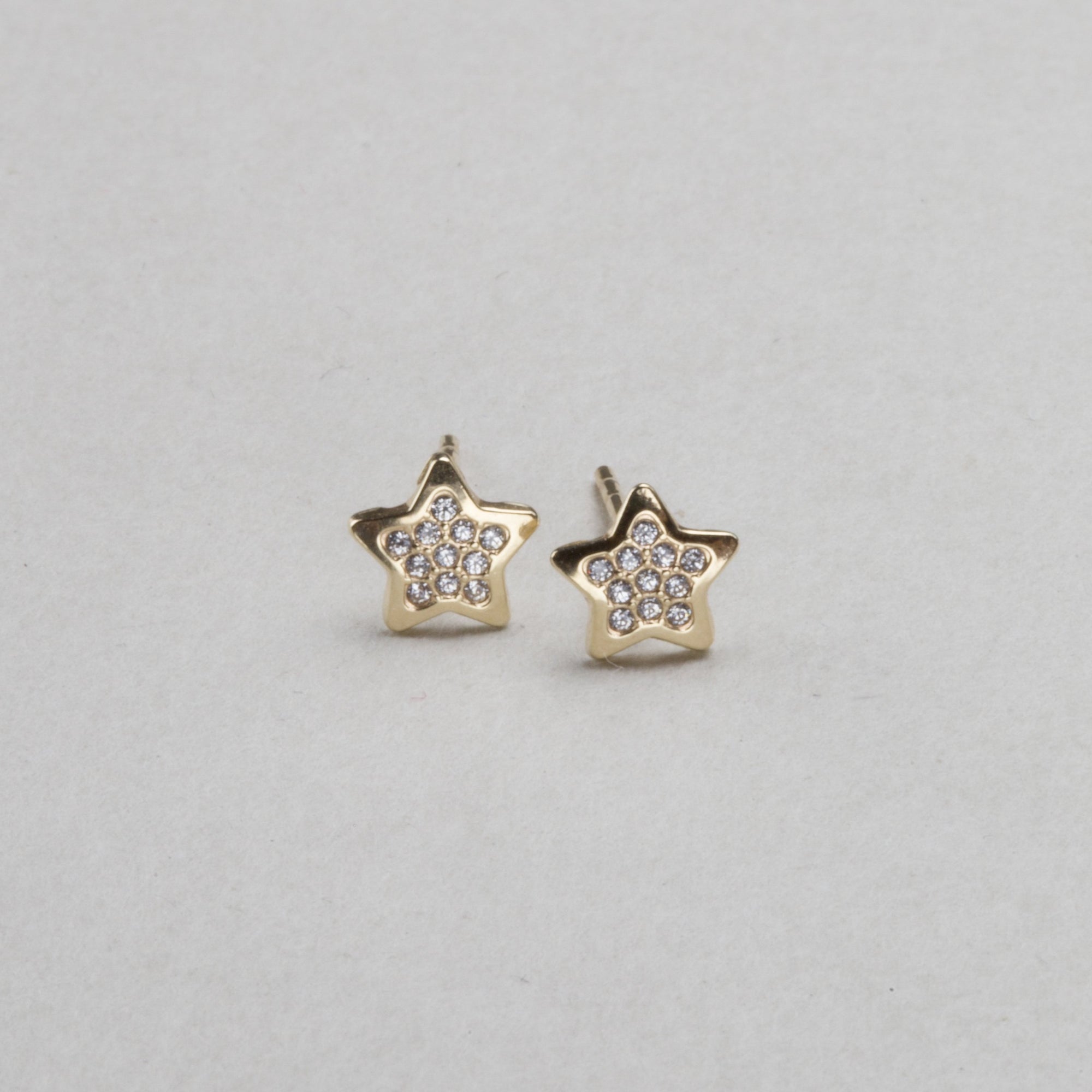 Gold Star Stud Earrings with Cubic Zirconia